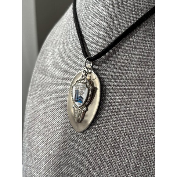 Vintage Souvenir Spoon Pendant Necklace: 1980 Olympic Games Lake Placid - Picture 5 of 8